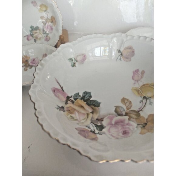 Antique Bavaria Schumann Arzberg Porcelain Serving Bowl and 4 nappies 1920's - Picture 5 of 16